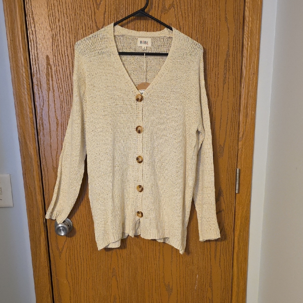 BIBI Cream Button-Up Women's Sweater